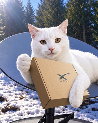 StarLink mascot holding an X-Layer satellite dish